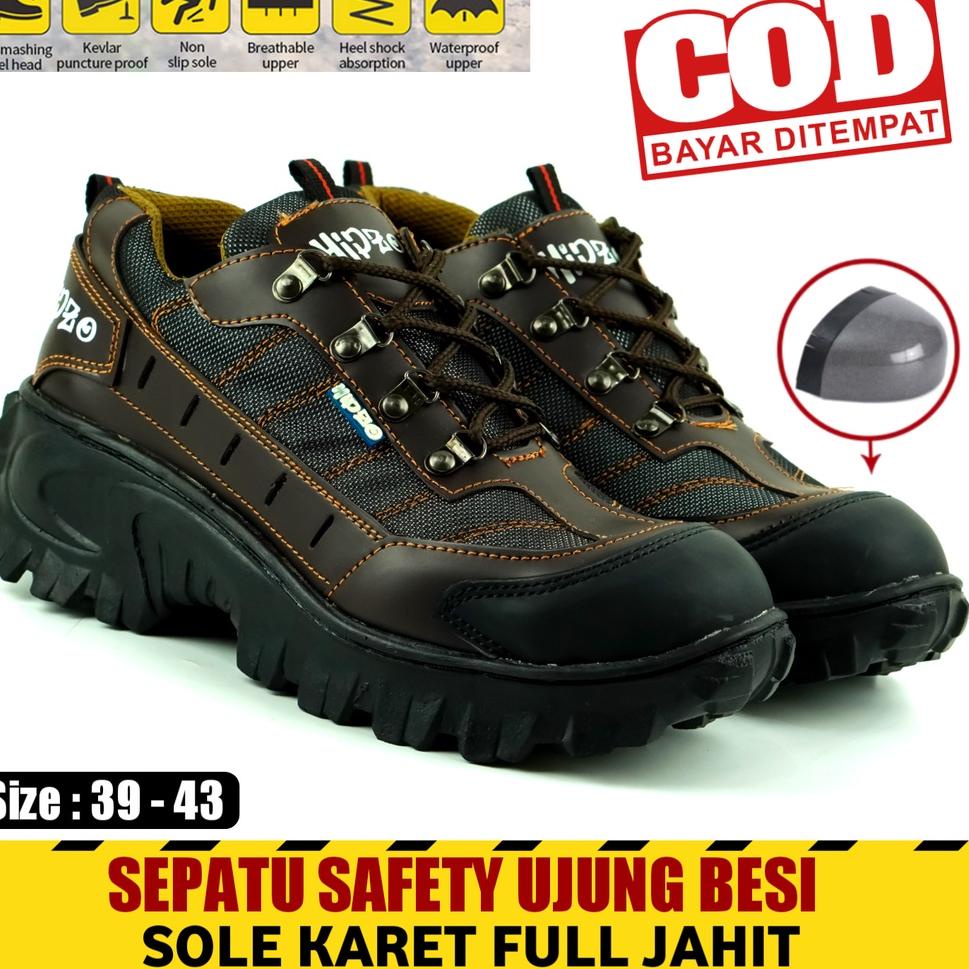 STOK TERBATAS Sepatu Safety Pria Ujung Besi Kerja Proyek Lapangan Outdoor Touring Kekinian Original 