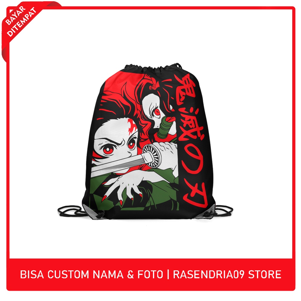 String Bag / Tas Serut Fullprint Special Edition Karakter Anime Demon Slayer - Tanjiro Kamado x Nezu
