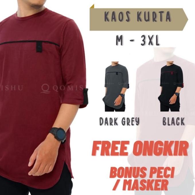 TERLARIS Koko Kurta Kaos Pakistan Premium Bahan Kaos TERSEDIA BIGSIZE JUMBO /BAJU KOKO PRIA/BAJU KOK