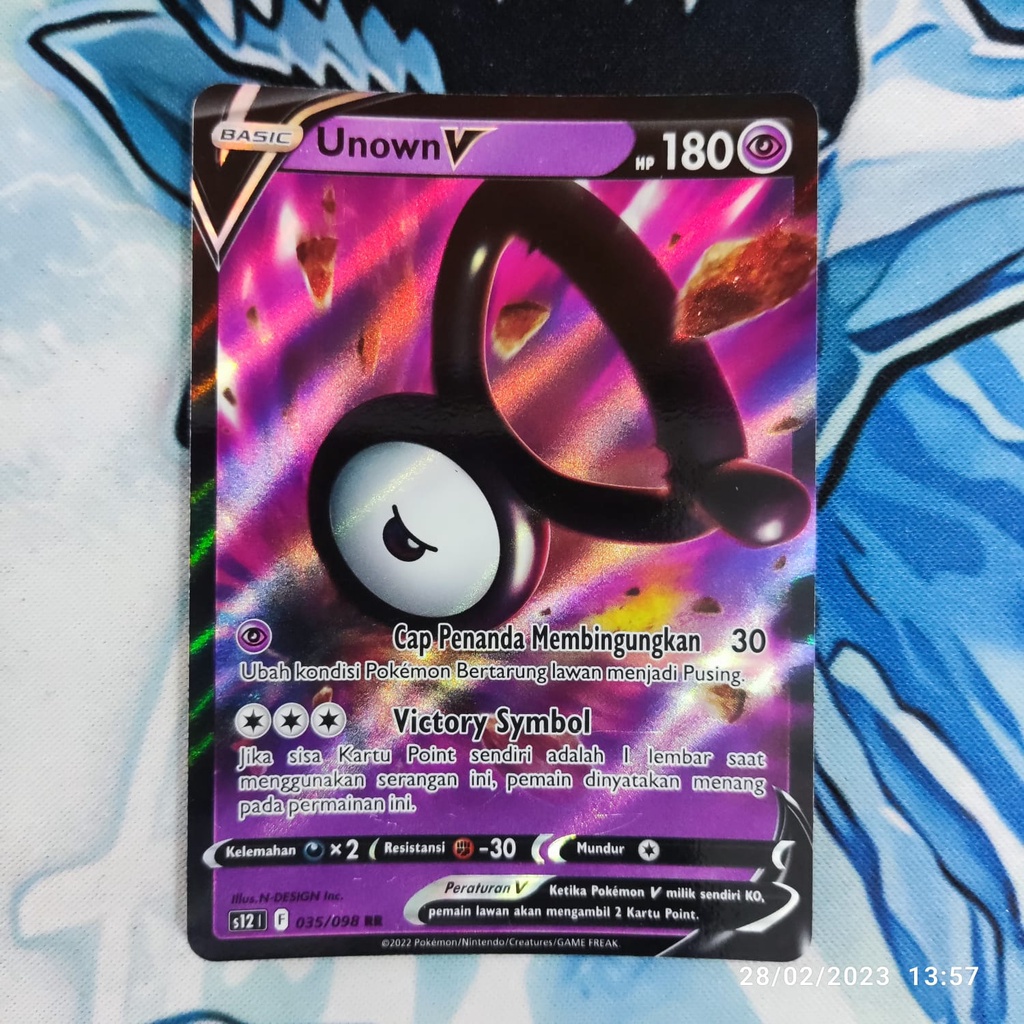 pokemon Indonesia unown v 035/098 RR original