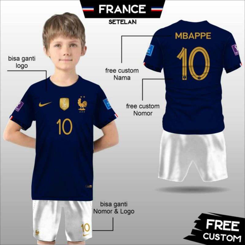 jersey kaos bola timnas prancis mbappe anak
