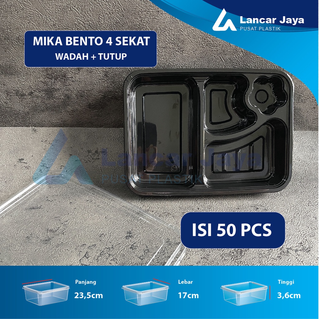 Mika bento sekat 4 , kotak hokben, tray hokben, kualitas super