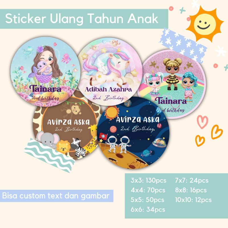 

Sticker Ulang Tahun Anak / Sticker Ulang Tahun Custom / Sticker Bulat