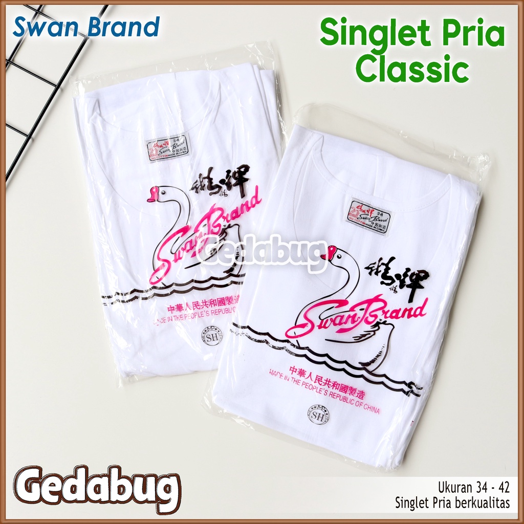 Singlet Pria Classic Swan Brand | Daleman Pria dewasa Berkuaitas | Gedabug