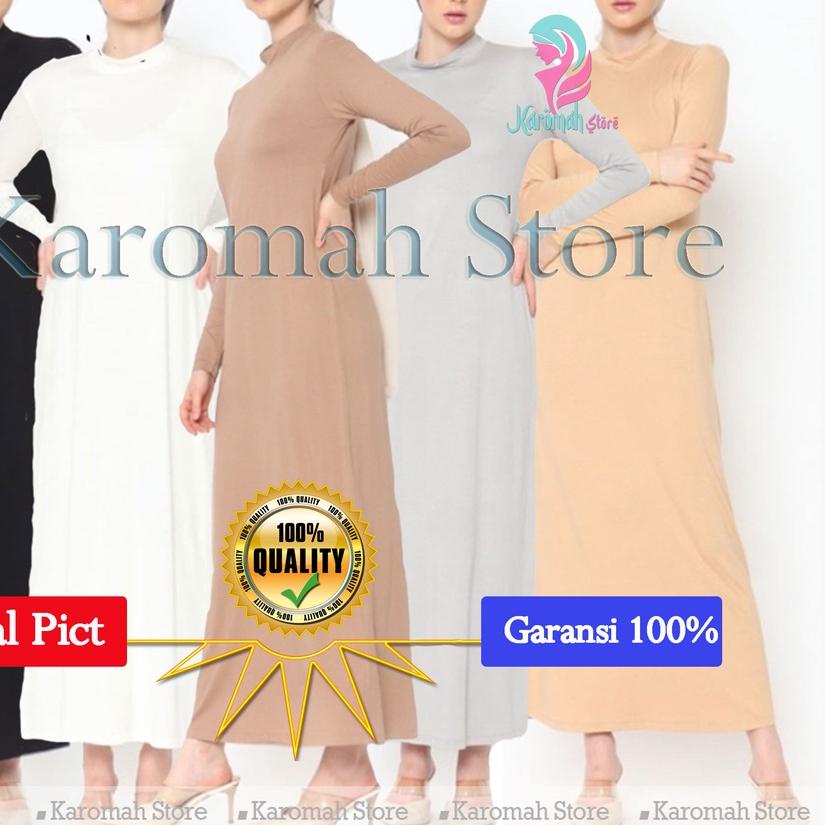 ➶ GAMIS MANSET INNER  Bahan Spandek Premium Polos Lengan Panjang Murah Dalaman Kaftan Hitam / Inner 
