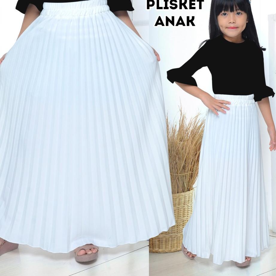 ☊ Rok plisket putih anak bahan premium ➱