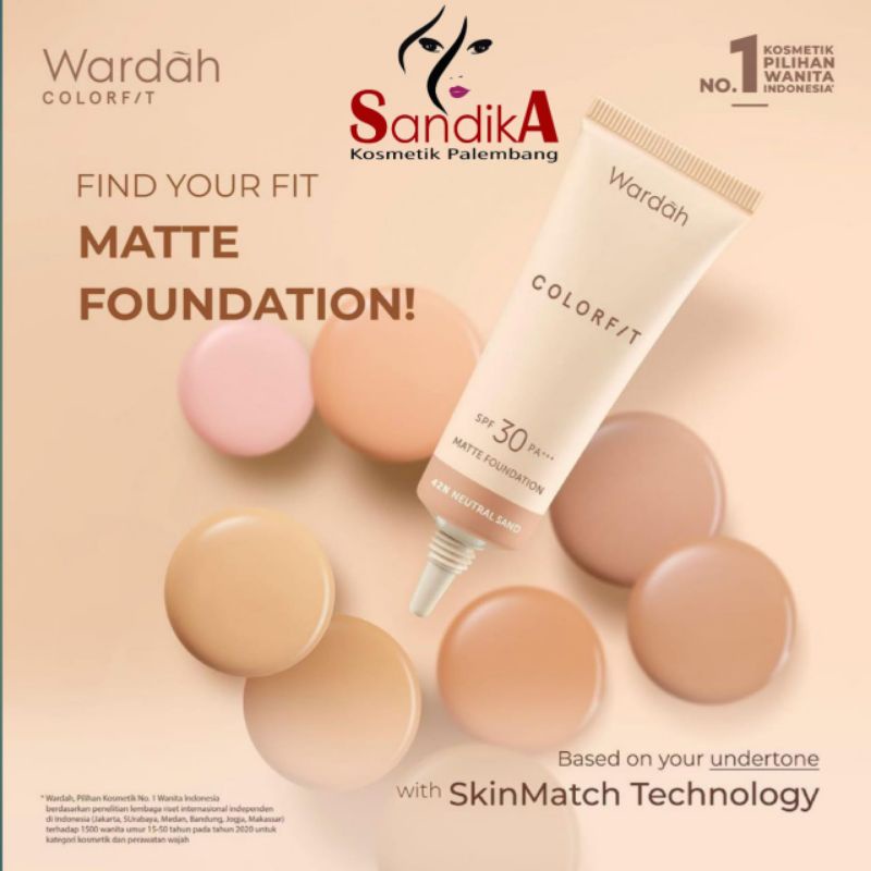 WARDAH Colorfit Matte Foundation SPF 30 PA+++ 25mL | foundation mate color fit