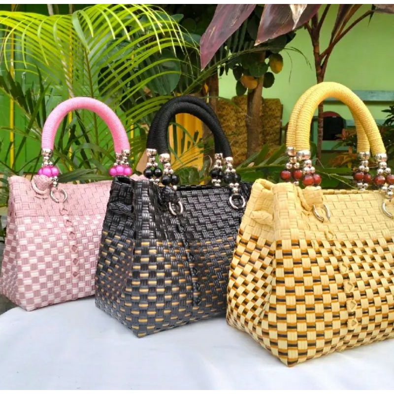 tas anyaman anyam jali premium/tas pesta rajut jeli mutiara tas kondangan terbaru