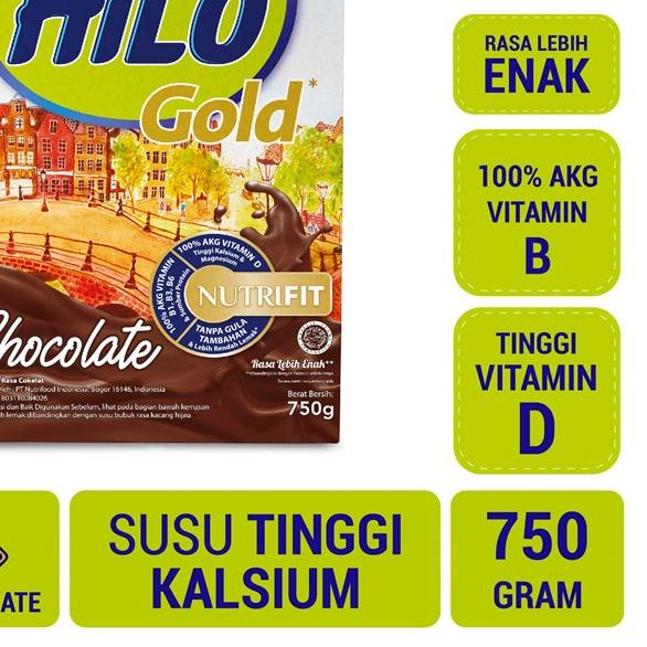 

☋ HiLo Gold Chocolate 750 gram - Susu Tinggi Kalsium Rendah Lemak ❅