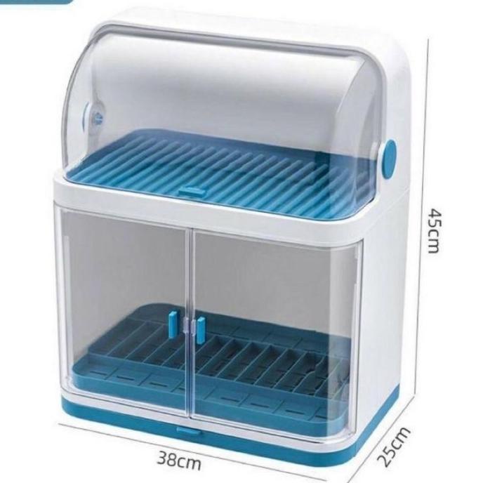 Rak Piring Tutup Mika Anti Bacterial Tertutup Higienis Lemari Piring Store_Liree