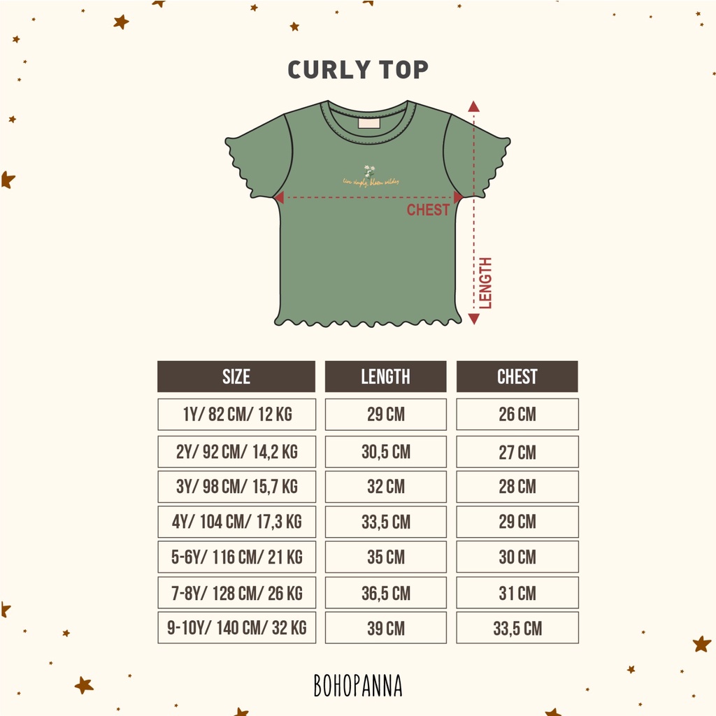 Bohopanna - Curly Crop Top / Kaos Crop Top Ruffle Anak Perempuan