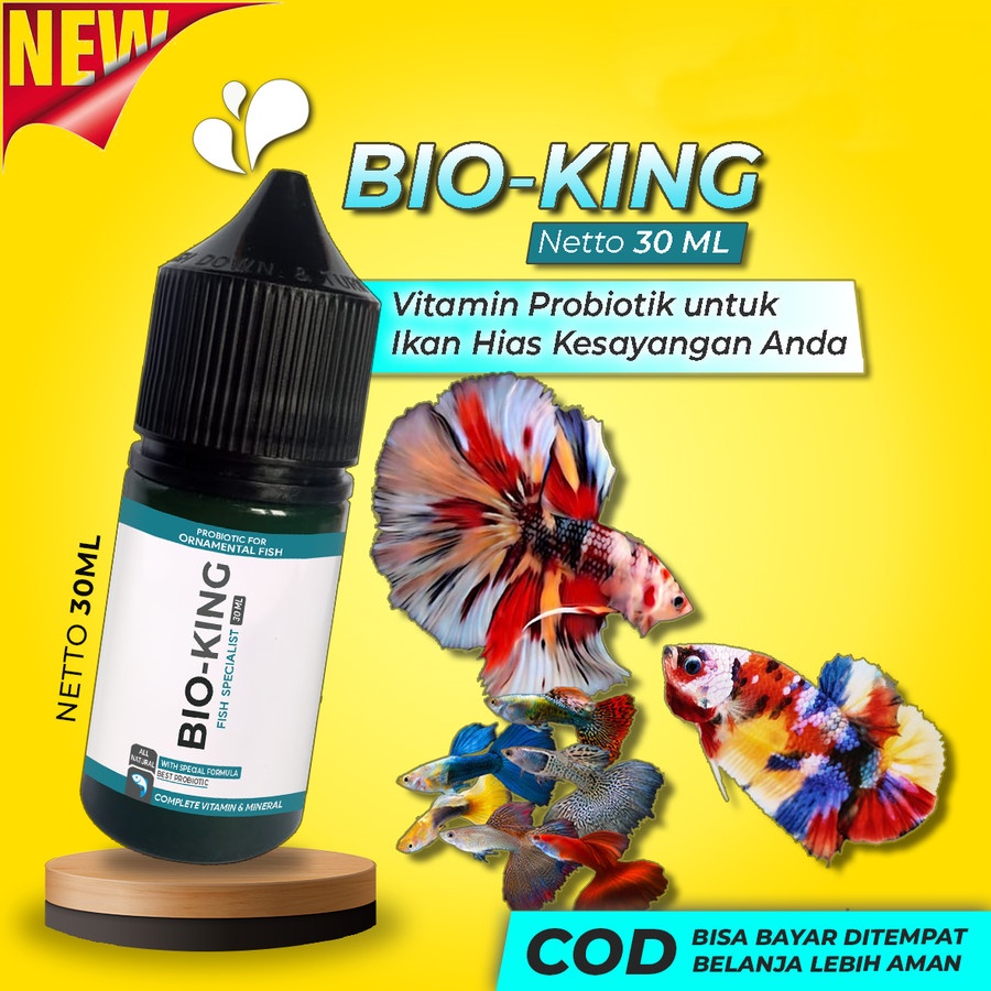 Vitamin Probiotik Ikan Cupang BIO-KING Guppy Gupy Avatar Blue Rim 30ml
