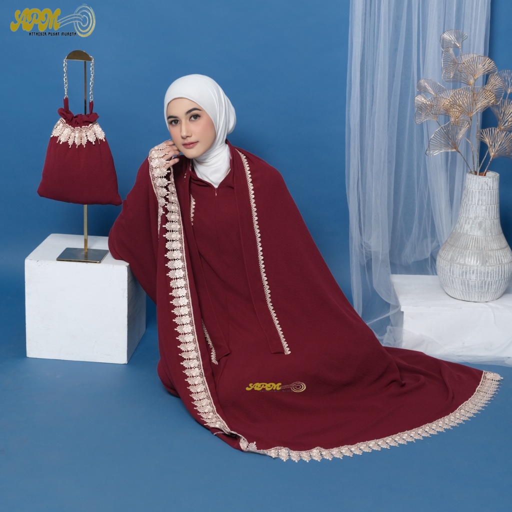 Apm Mukena - Mukena Crinkle Airflow 3in1 Premium Arabian Renda Ziper Premium