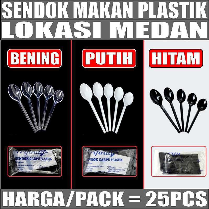 Sendok Makan Plastik Panjang Kuat Tebal Pack Bening/ Hitam/Putih Trifinity Pack Medan