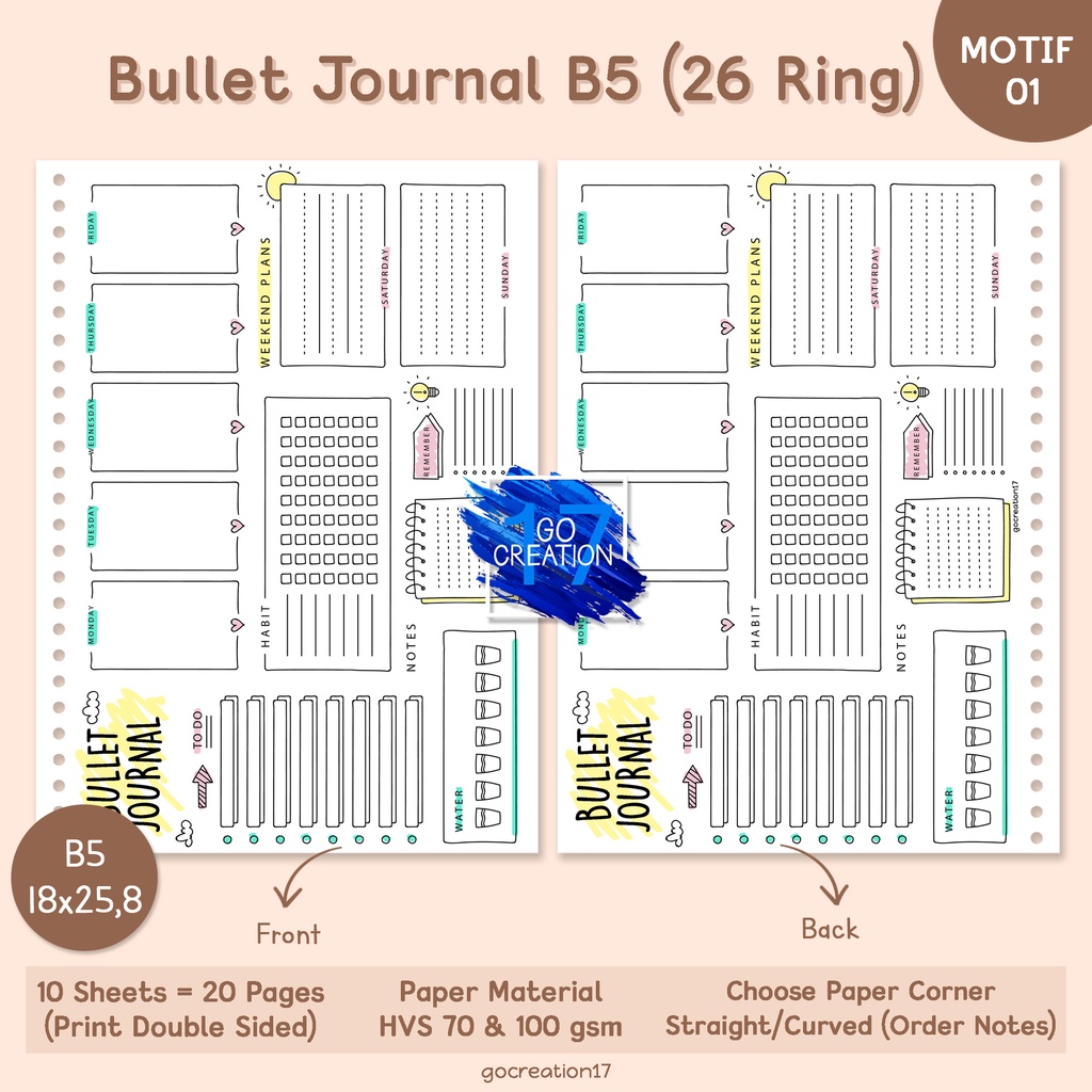 

Kertas Isi Binder Planner Bullet Journal Motif B5
