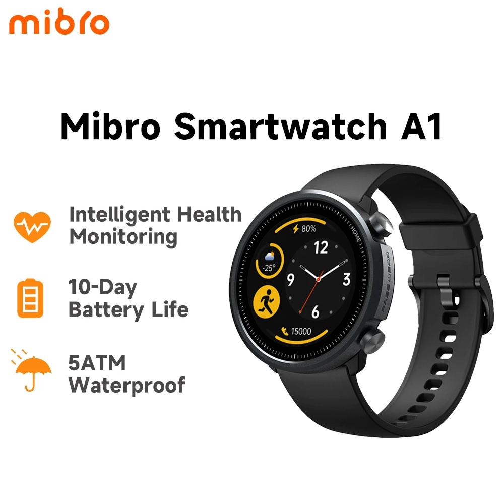 MIBRO A1 Smartwatch - Ultra-Slim Sporty HD Display 1.28-inch Screen - Jam Tangan Pintar Sporty dari MIBRO