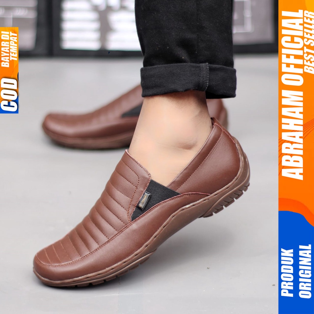 ABRAHAM Sepatu Slip On Kulit Asli Selop Kerja Pria