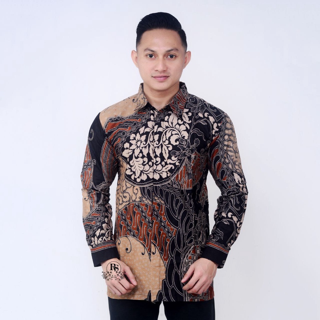 grosir kemeja furing pria batik lengan panjang furing.baju kantor' diskon