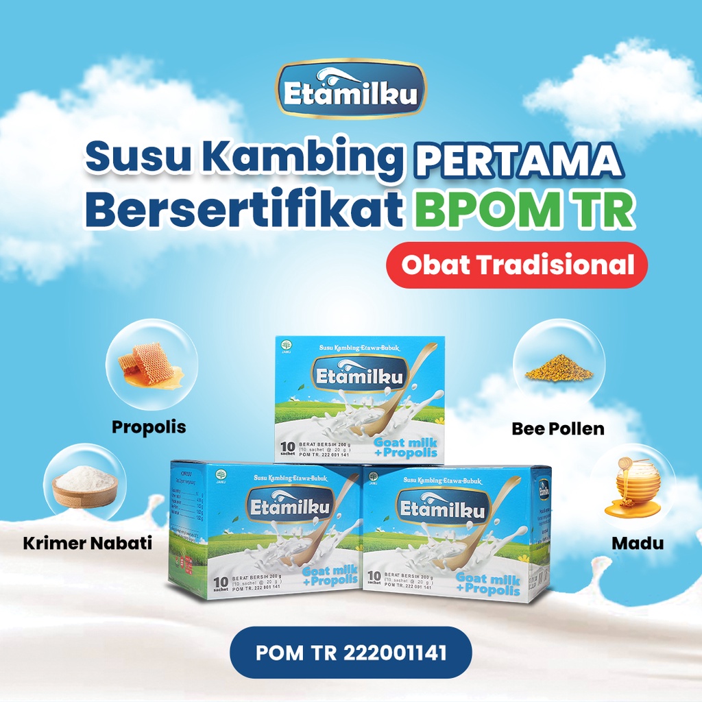 

PAKET 4 Box | Susu Kambing ETAMILKU Goat Milk Plus Propolis Original 200 gr