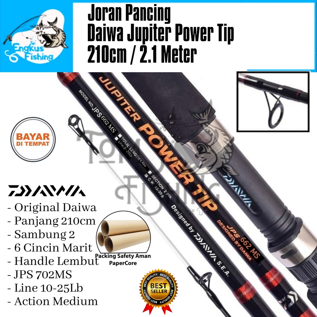 Joran Pancing Daiwa Jupiter Power Tip 702MS 210cm (10-25lb) Carbon Solid Original - Engkus Fishing