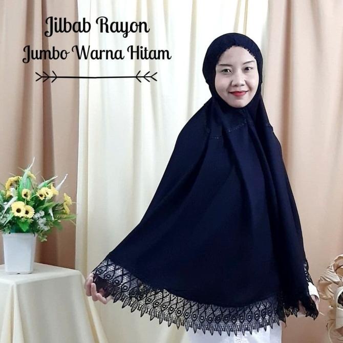 Jilbab Ihram Wanita Rayon Jumbo Hitam Polos Perlengkapan Haji Umroh