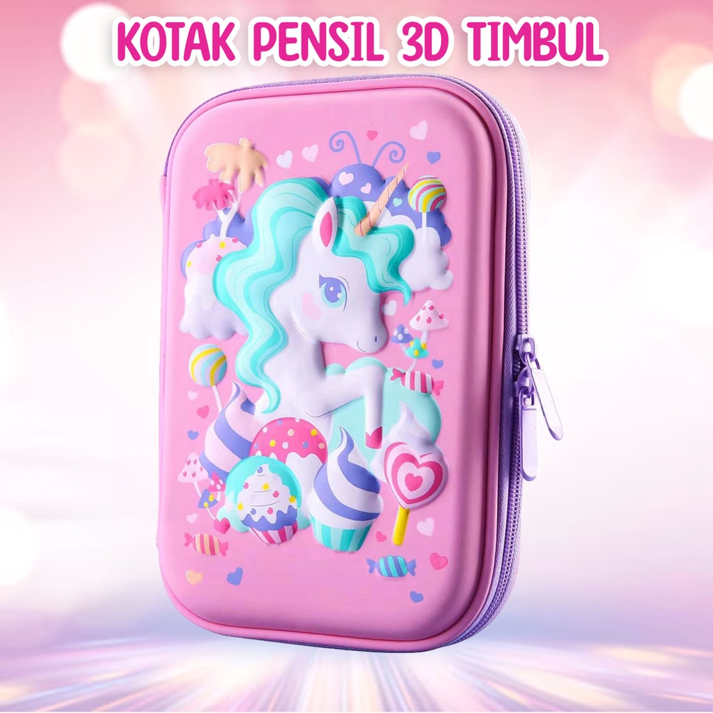 Kotak Pensil 3D TIMBUL UNICORN LOLLIPOP Pencil Case anak perempuan Tempat pensil Kotak Pensil Lollypop Unicorn kado ultah anak perempuan hadiah ultah anak cewe