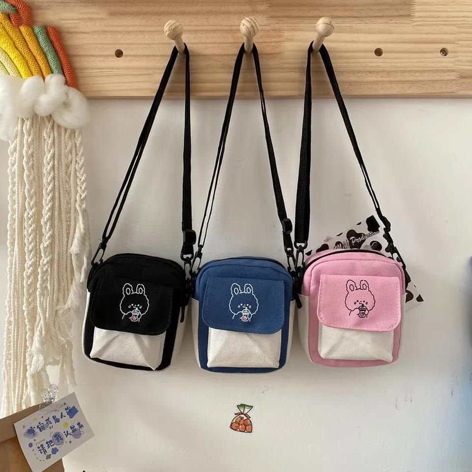 TAS MUDEOK - Tas Selempang Wanita Kanvas Mormon Sling Bag Tas Mini Tas Bahu