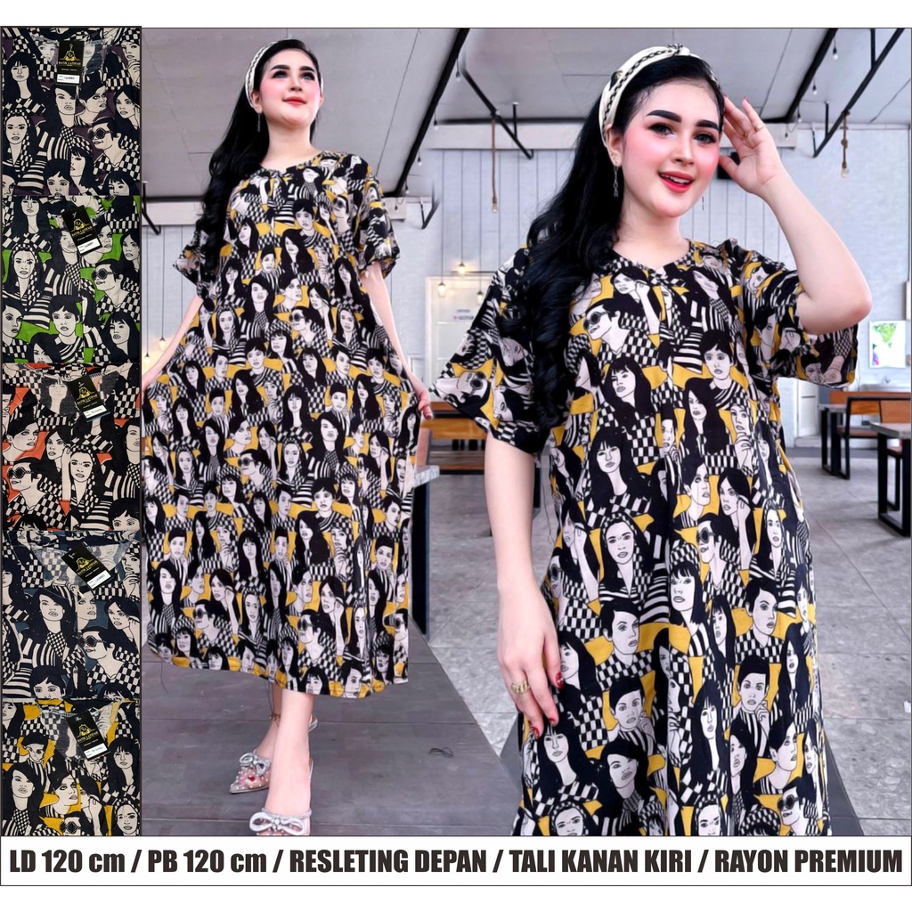 DASTER RAYON JUMBO EMBLEM BIG SIZE XXL | DASTER RAYON PREMIUM NON RUFLE BATIK WANITA  | DASTER KEKINIAN BUSUI KANCING DEPAN MURAH