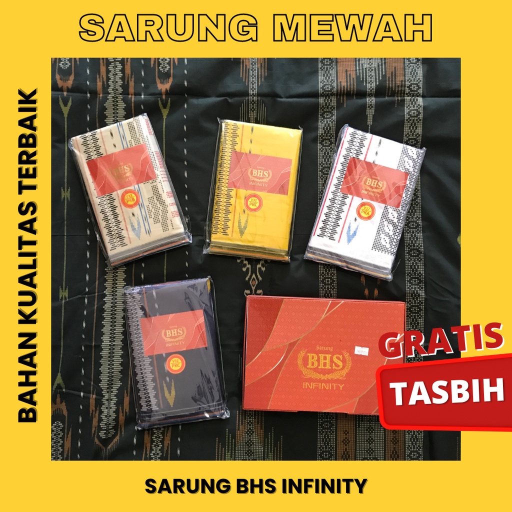 Sarung Tenun Merk BHS Infinity Gold Super Premium Berkualitas Untuk Pria Dewasa Terbaru Original Bon