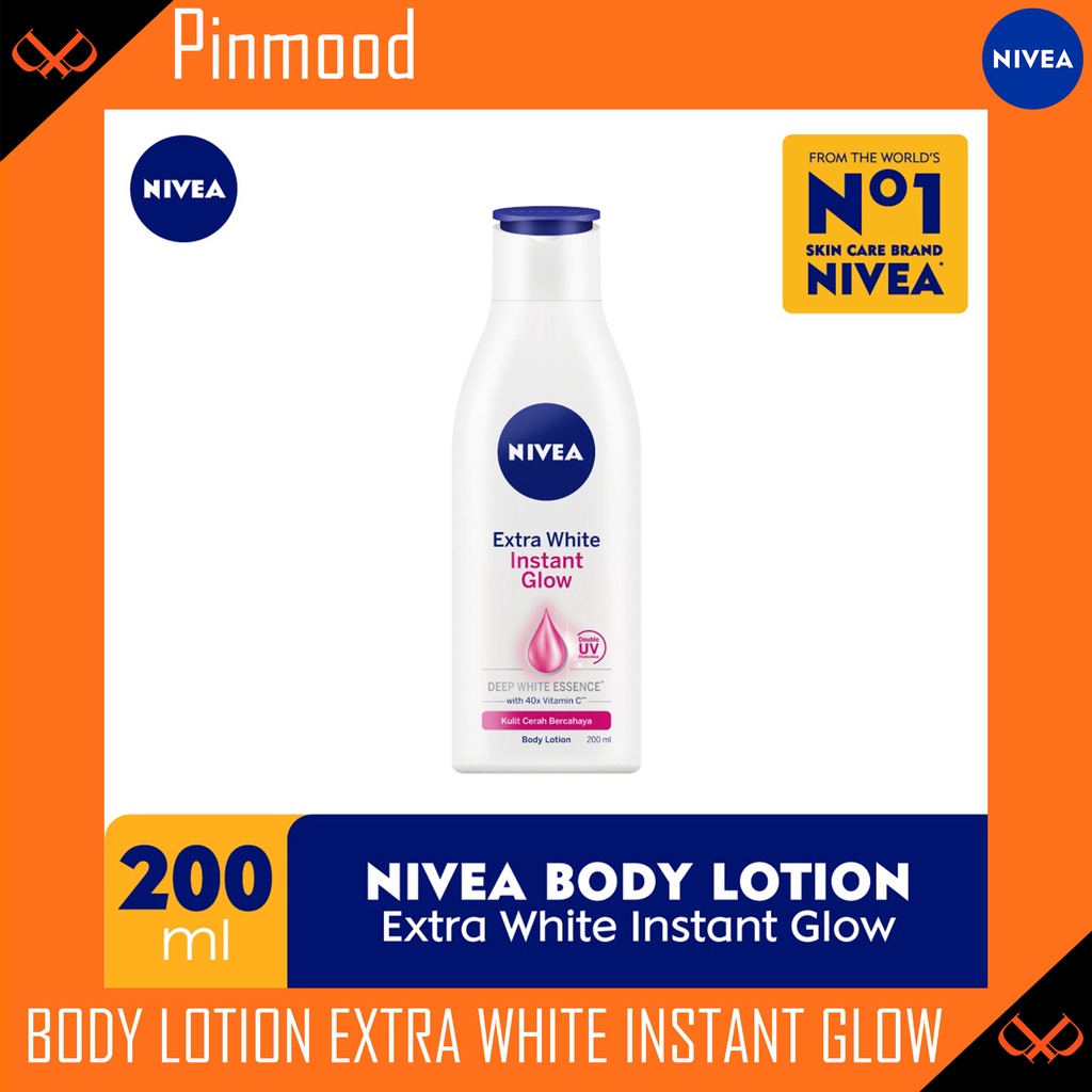 NIVEA EXTRA WHITE INSTANT GLOW [ 200 ML ] SPF 15 BODY LOTION PERAWATAN TUBUH KULIT CERAH BERCAHAYA DEEP WHITE ESSENCE 40X VITAMIN C DOUBLE UV PROTECTION