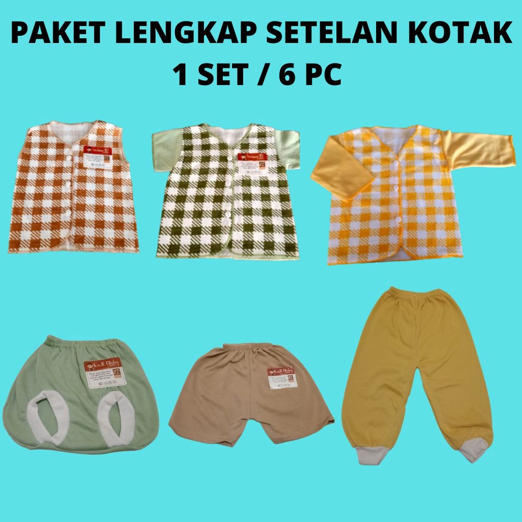 Paket Lengkap Perlengkapan Baju Bayi New Born Kotak + Celana Klasik Lusiana E ( 652303 + 651020 / 652301 + 651120 / 652302 + 651220 )