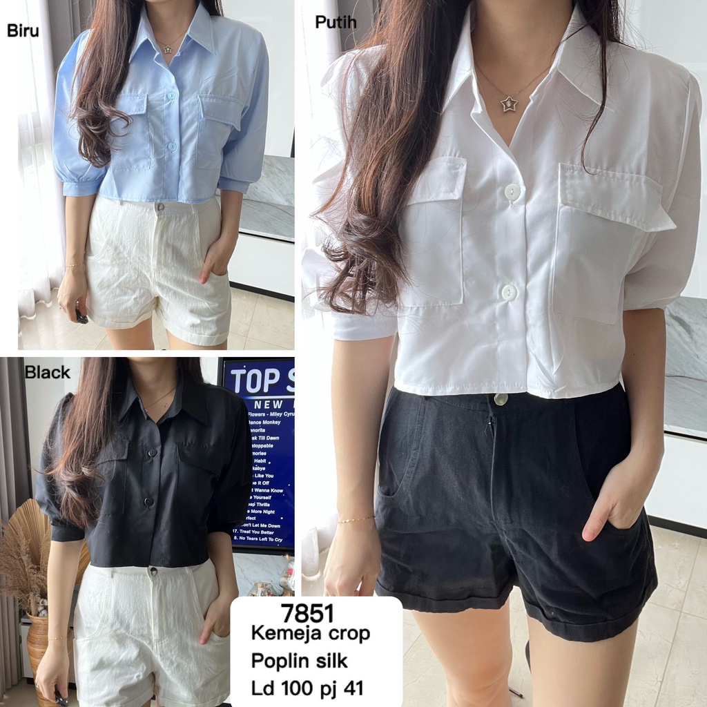 KEMEJA WANITA CROP TOP 7873__MV IMPORT