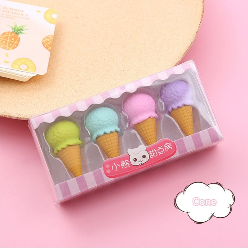 

Penghapus Pengsil 4 in 1/Penghapus Karakter Lucu/Lolipop 4 pcs