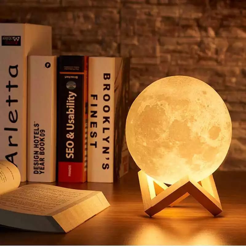 LAMPU TIDUR MALAM LED BULAN MOON LIGHT DEKORASI WARM WHITE 8 / 10 CM  LUCU UNIK HIAS KAMAR TIDUR ANAK AESTETIK KADO