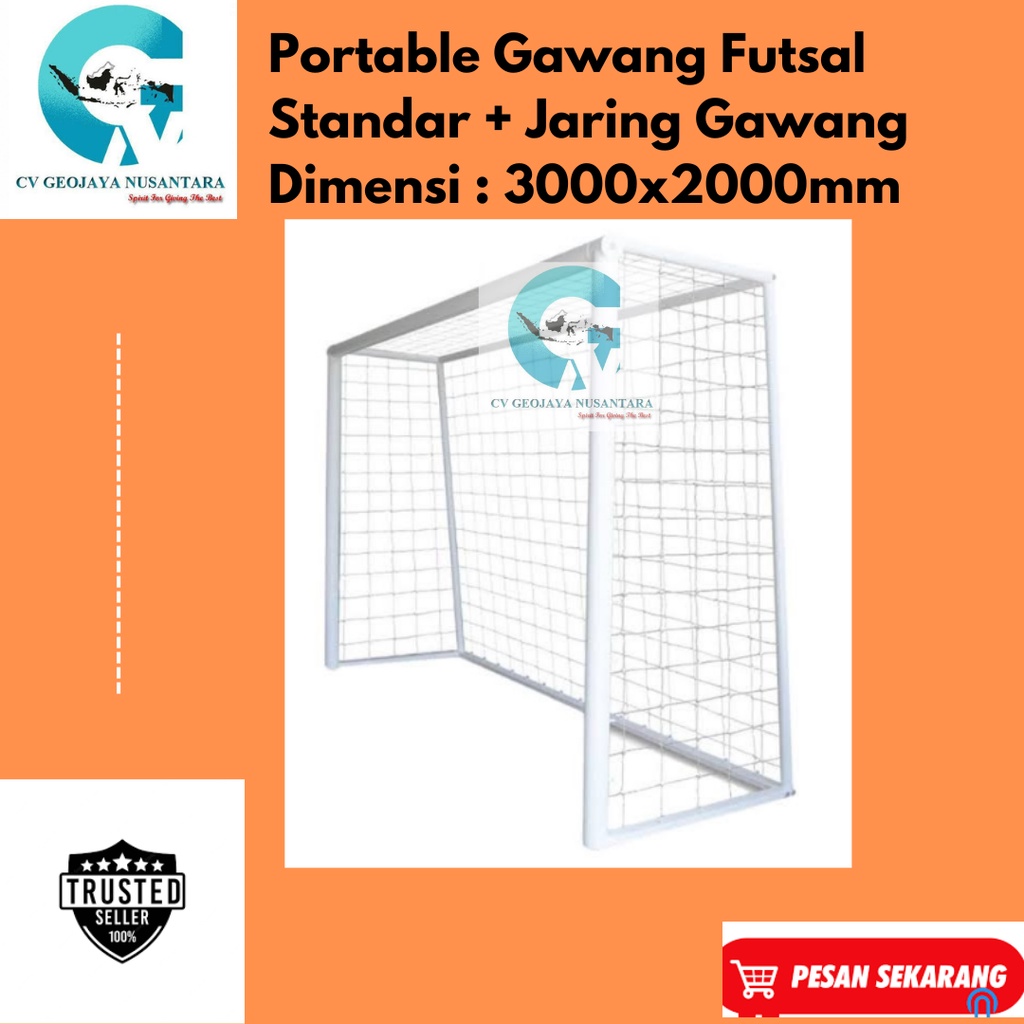 Portable Gawang Futsal Standar + Jaring Gawang Dimensi : 3000x2000mm