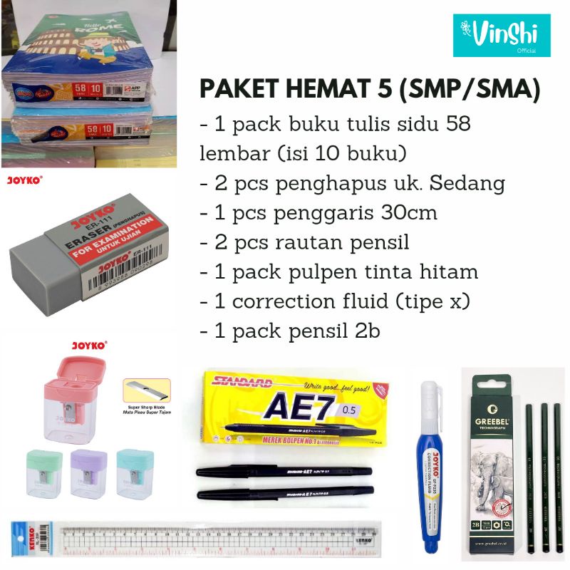 

PAKET PERLENGKAPAN SEKOLAH SMP/SMA | ALAT TULIS SEKOLAH | GIFT BOX | STATIONERY SET | KADO 7 in 1 (PAHE JS3/JS4/JS5)