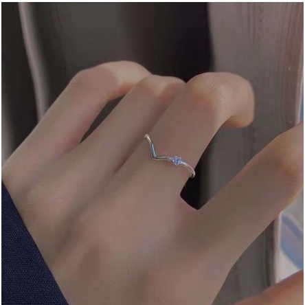 【COD】Cincin Bentuk V Hias Berlian Gaya Korea Untuk Wanita