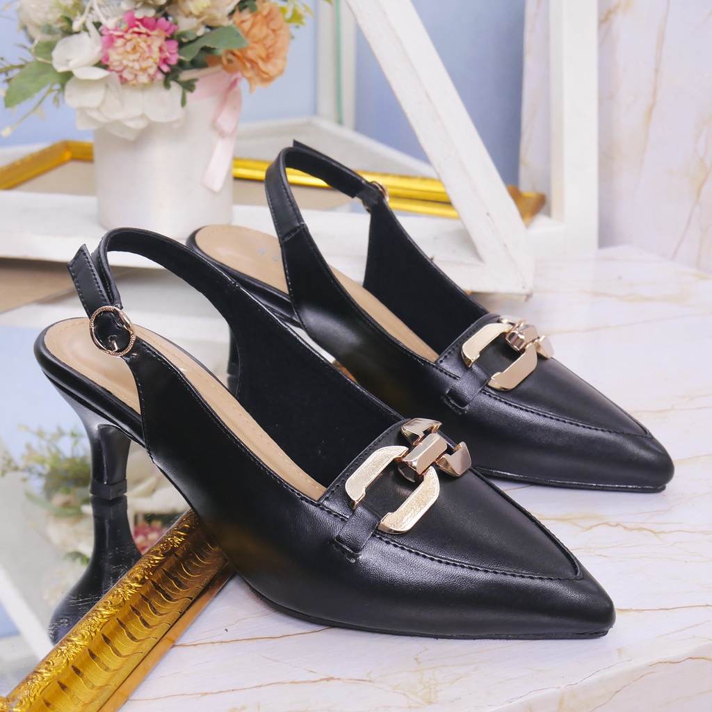 BernX's Shoes - Achiera Sepatu Wanita Slingback High Heels Hak 5 cm