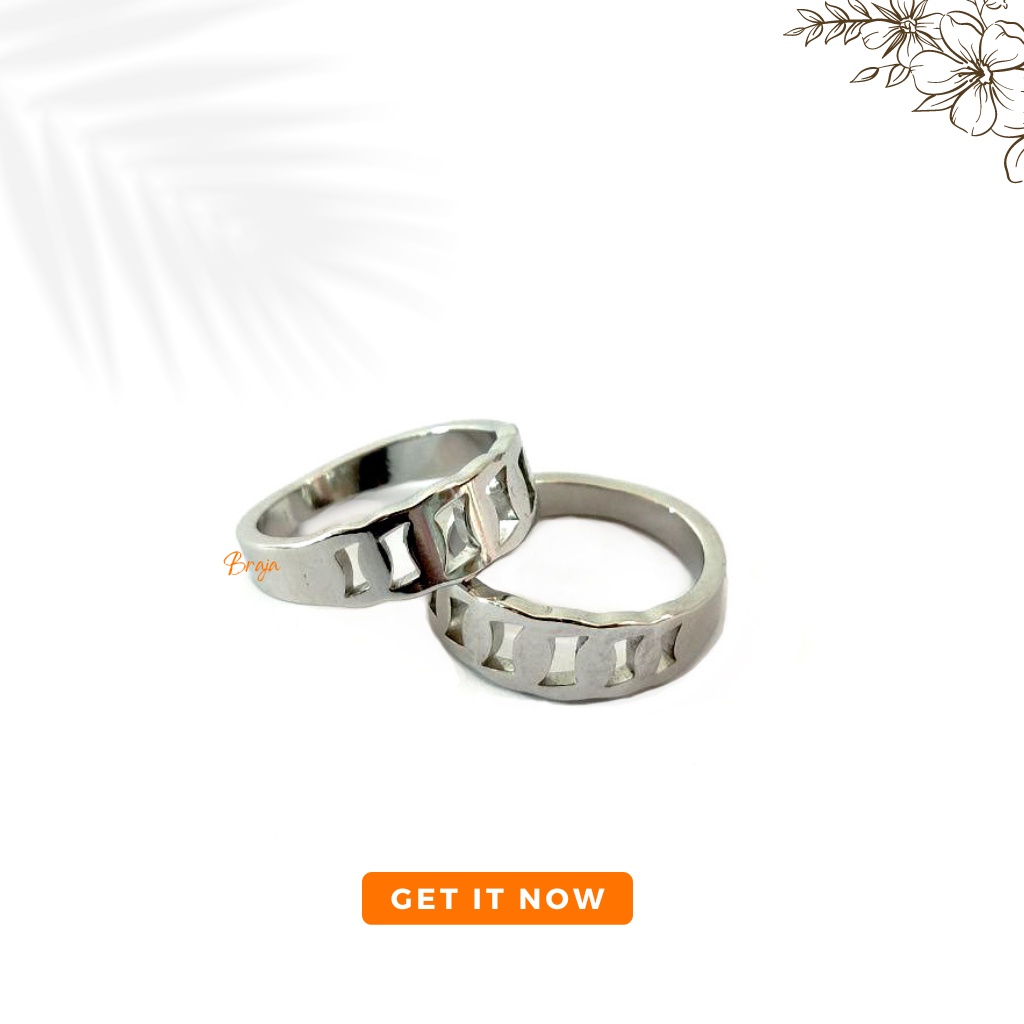 Cincin Titanium Wanita Pria Motif Rantai