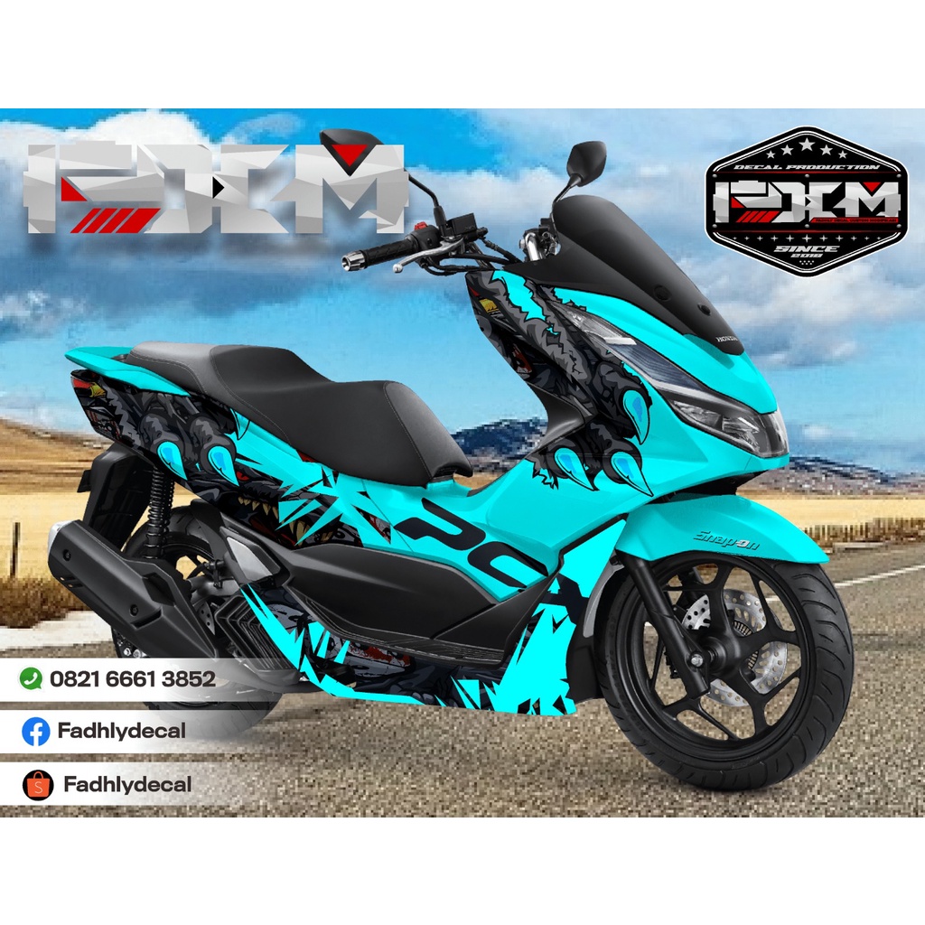 Decal PCX 160 Merah Hitam desain cakar keren stiker fullbody