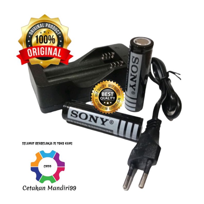 Chargeran+2 Baterai 18650 Hitam Li-ion 4.2 Volt 13000 mAh