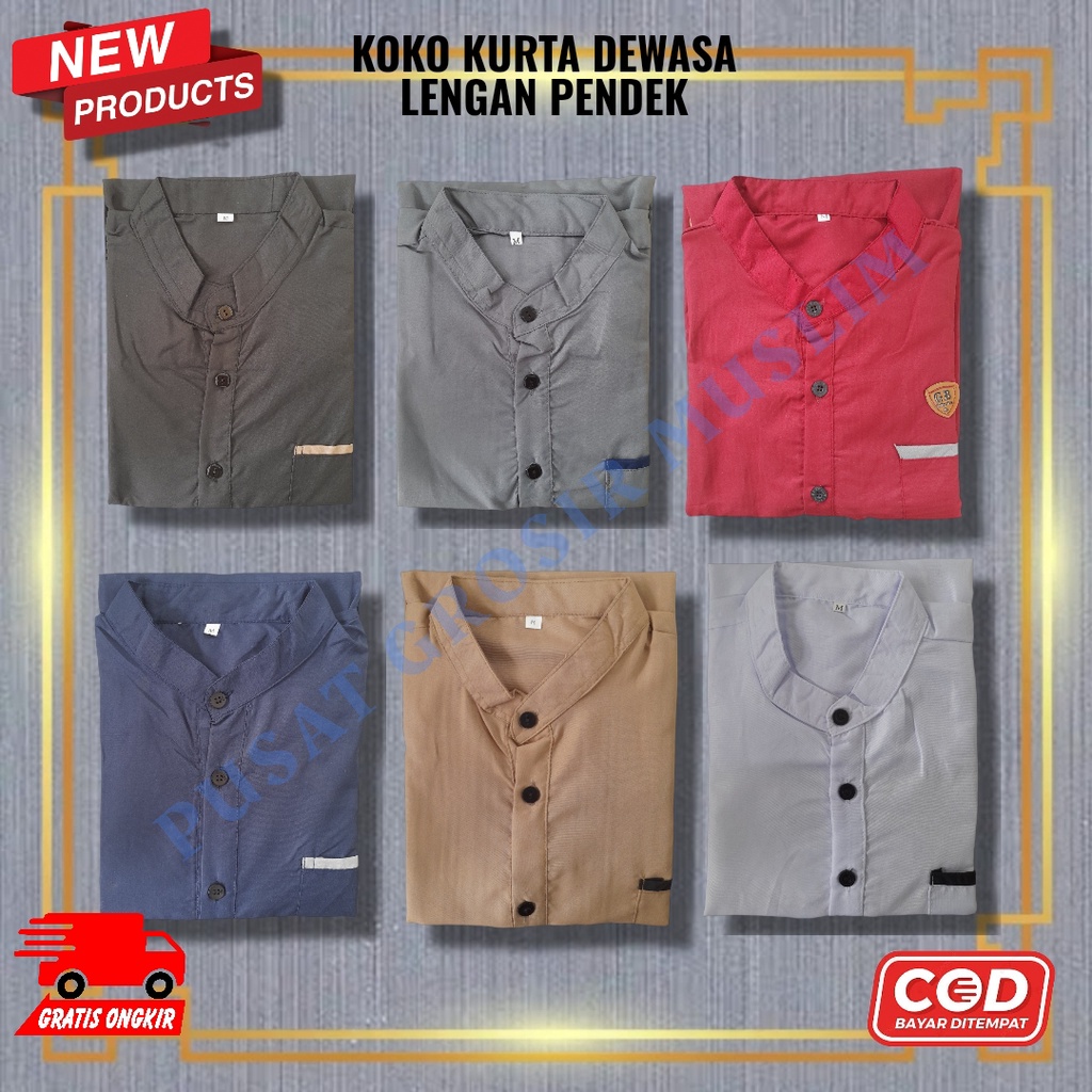 Koko Kurta Lengan Pendek Kain Katun Premium Tebal Size XL