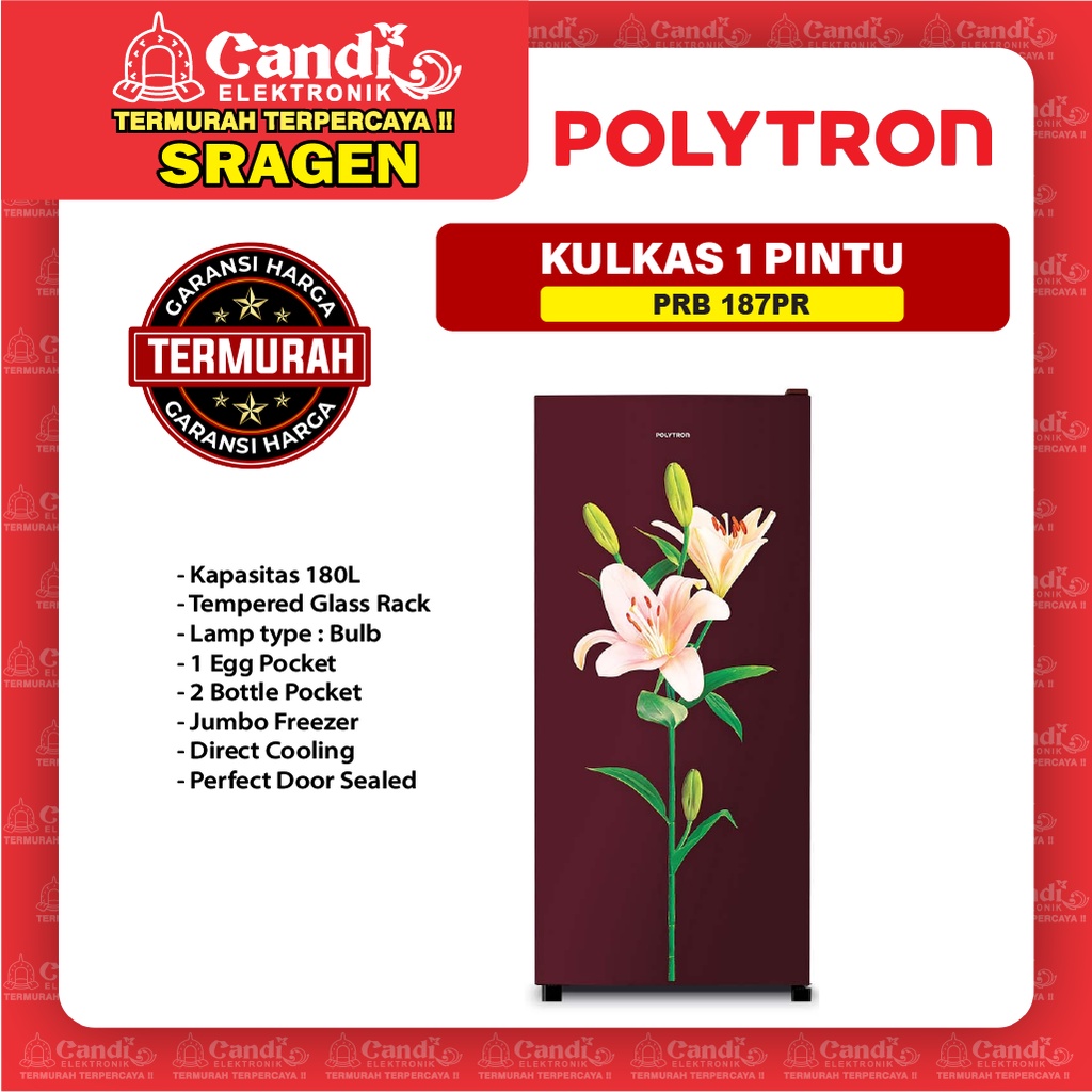 POLYTRON Kulkas 1 Pintu 180 L  PRB 187PR