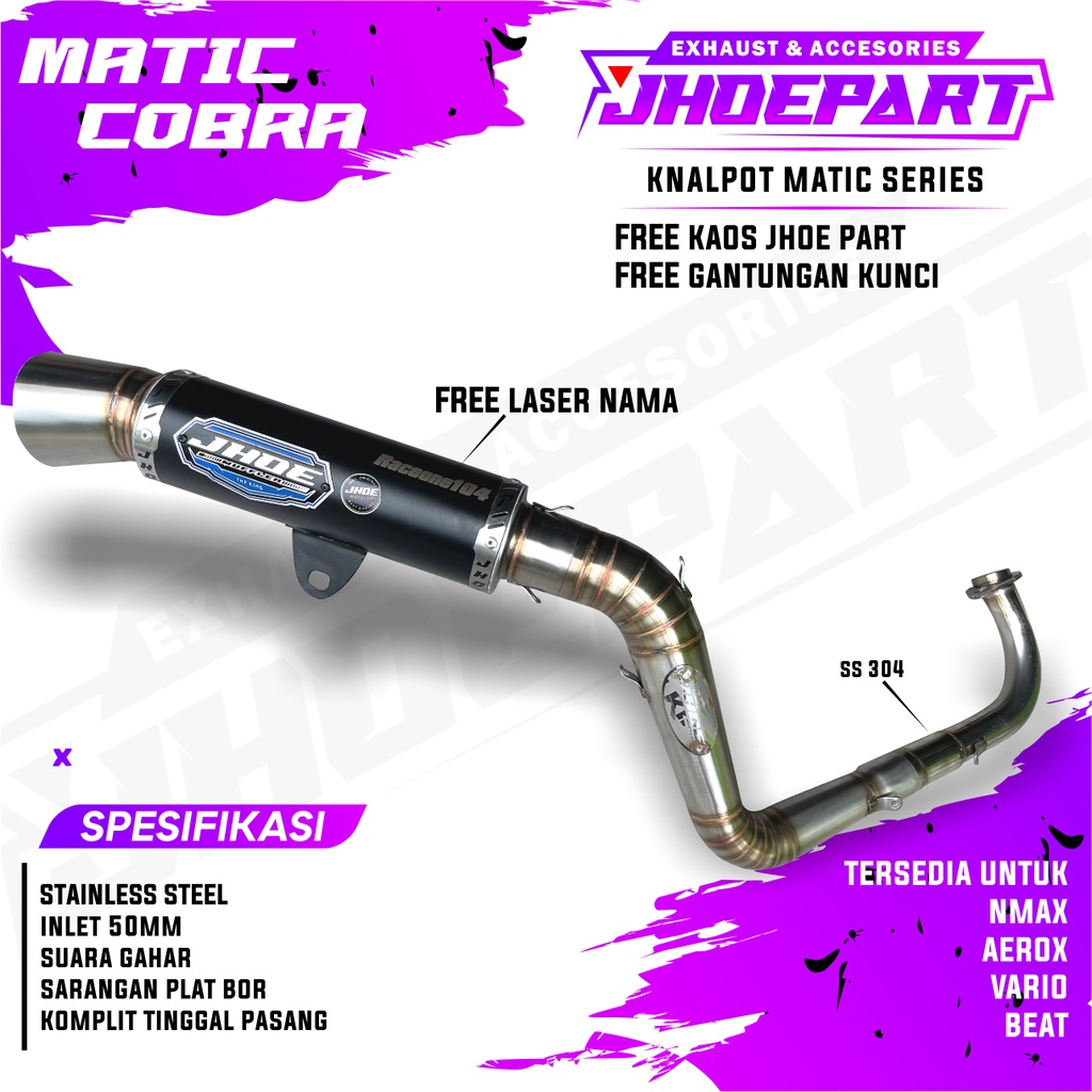 Knalpot Racing Samlong AEROX OLD NEW type Cobra silencer Black series ORIGINAL Jhoe Muffler