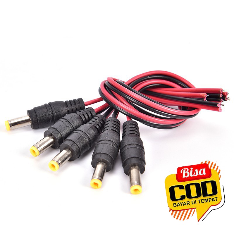 Soket Kabel Jack DC Male 5.5 mm Kabel 25 cm Power Supply Trafo CCTV dan lain-lain Murah