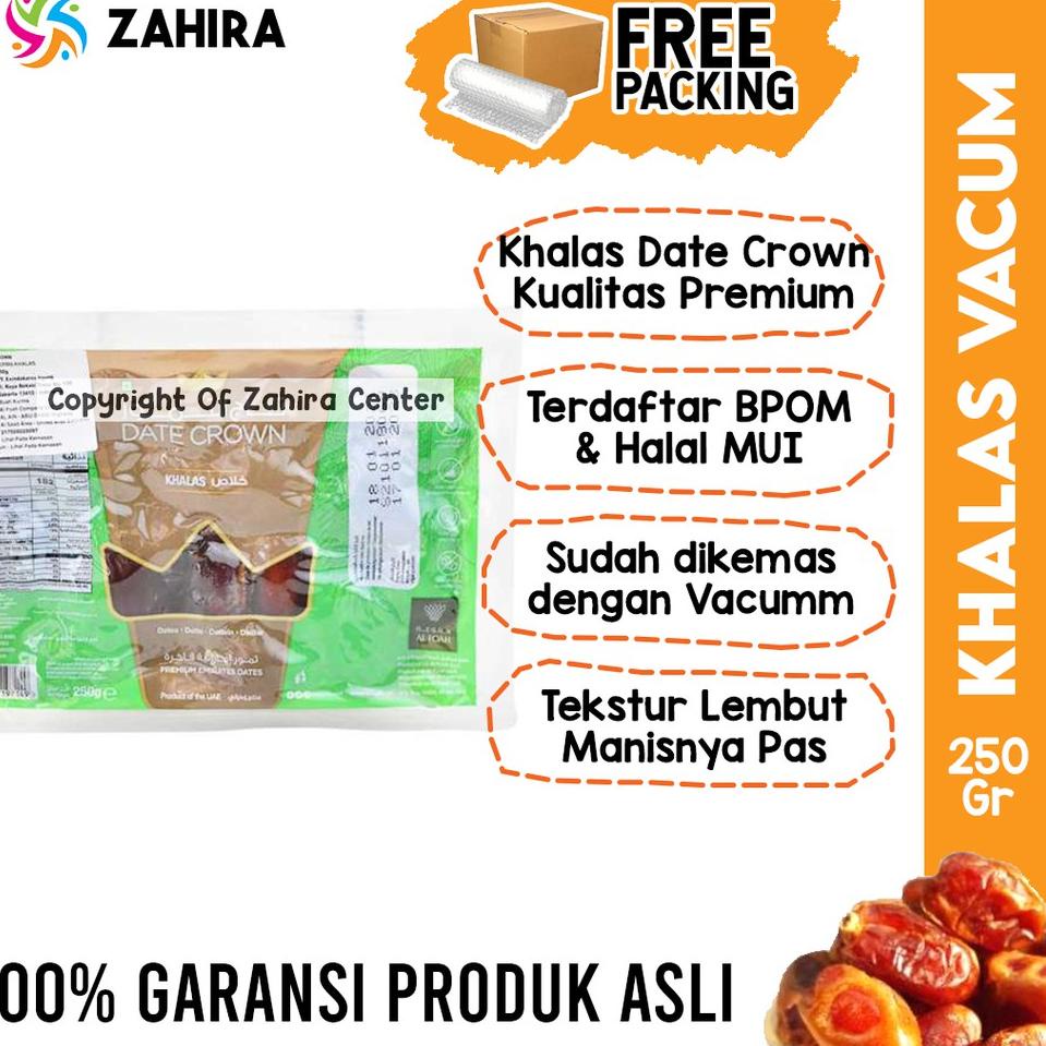 

❤[PROMO ⚡ALE!!!]❤ Kurma Khalas Vacum 250gr Date Crown Manis Enak Madu Sukari Cocok Untuk Haji Umroh dan Buka Puasa