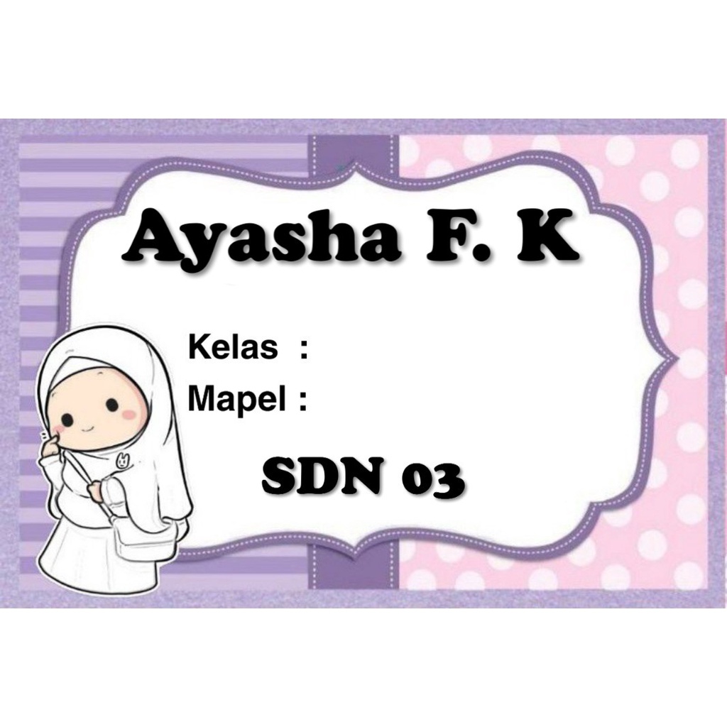 

(ISI 50 PCS) STIKER LABEL BUKU SEKOLAH MOTIF UNGU HIJAB