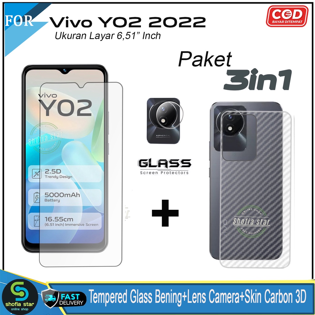 Promo 3in1 Tempered Glass Privacy Spy Vivo Y02 2022 Y02t 2023 Anti Gores Anti Spy Full Layar