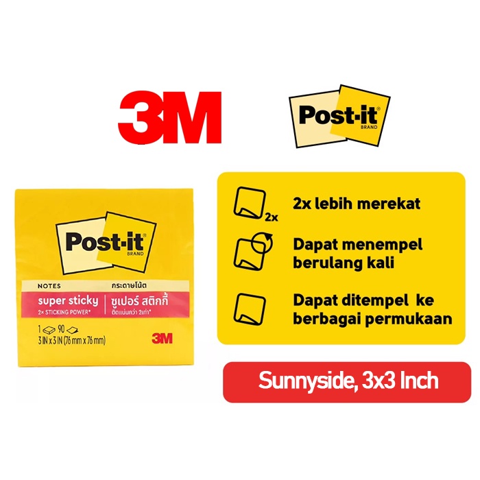 

Myhomey 3m Post It 3M Warna Memo Stick Sunnyside 3x3 in 654 1SS3Y