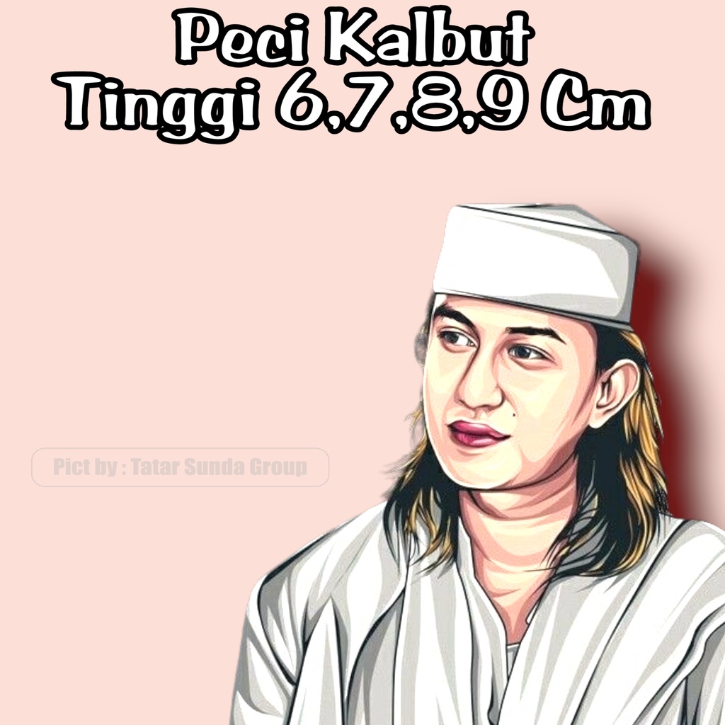 Peci Haji Kopiah Songkok Peci Habib Bahar Putih Polos Tinggi 6cm 7cm 8cm Batok Kualitas Premium